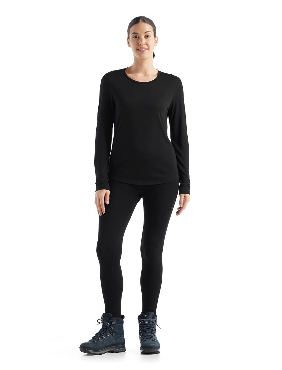 Icebreaker Merino Sphere II T-Shirt Naisten Long Sleeve Mustat | FI 1644PJJQ